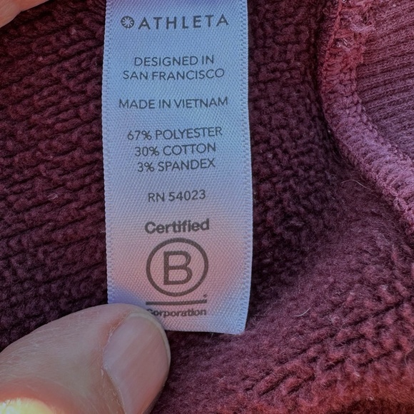 ATHLETA Cozy Karma Sweatshirt 1/4 Zip Funnel Neck Boxy Antique Burgundy Purple M - Picture 5 of 9